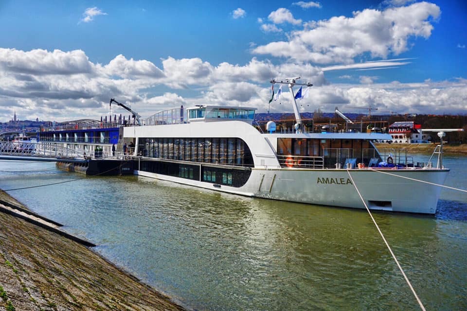 The AmaWaterways river cruise ship Amalea docked on the Danube